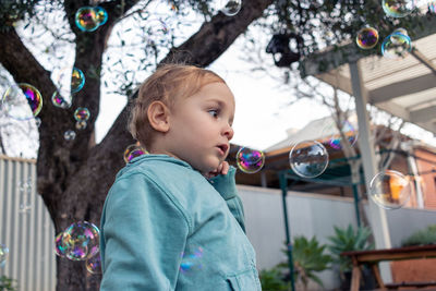 Side view of boy looking away