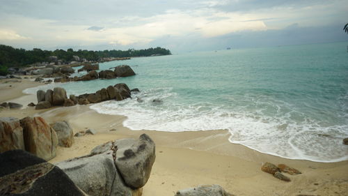 Scenic view of sea against sky in ta jung pesona beach