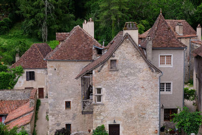 View of old houses in village