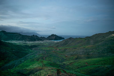 Scenic view of mountains against sky