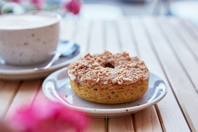 Close-up of dessert in plate on table