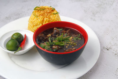 Close-up of food in bowl on table