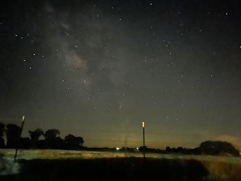 Low angle view of trees against sky at night