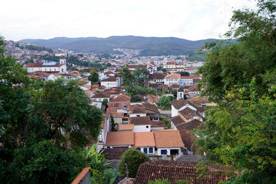 High angle view of townscape against sky