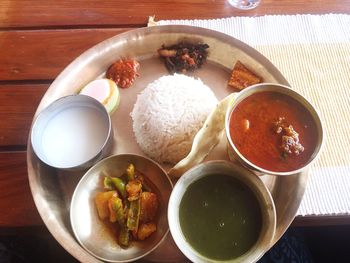 Close-up of breakfast served on table