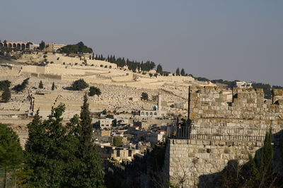 Panoramic shot of townscape against clear sky