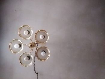 Low angle view of illuminated pendant light