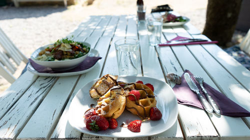 High angle view of food on table