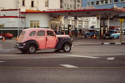 Vintage car on city street