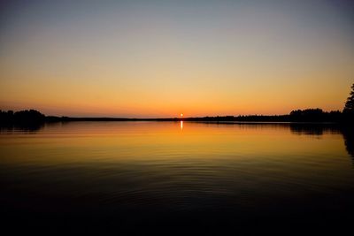 Scenic view of lake at sunset