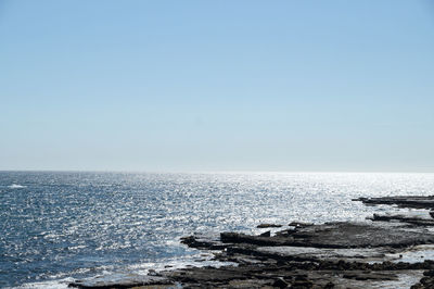 Scenic view of sea against clear sky