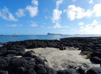 Scenic view of beach against sky