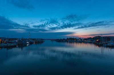 Reflection of clouds in water at sunset