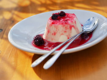 Close-up of cake served on plate