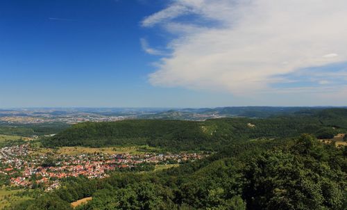 High angle view of townscape against sky