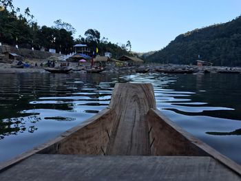 Scenic view of lake against clear sky