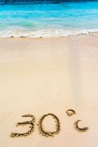 Text on sand at beach