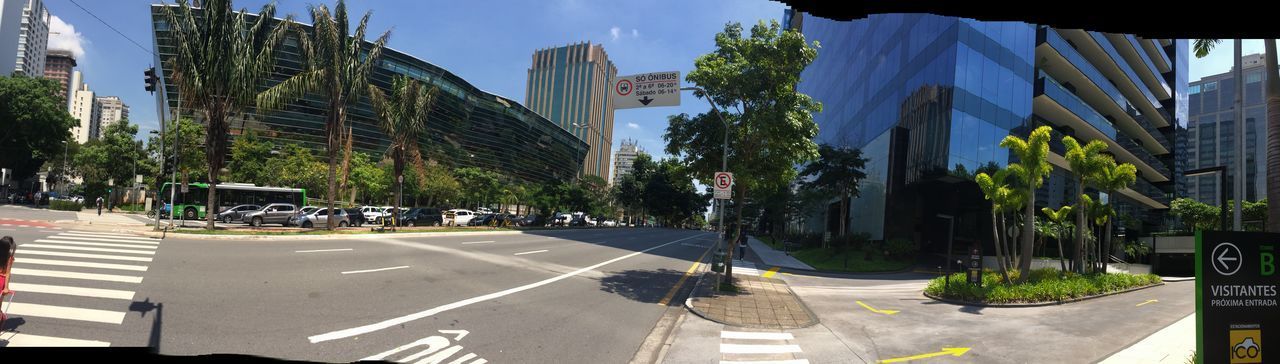 PANORAMIC VIEW OF CITY STREET AGAINST TREES