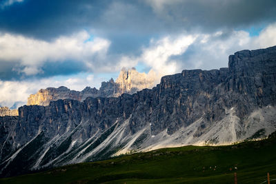 Scenic view of rocky mountains against sky