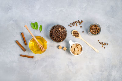 High angle view of food on table