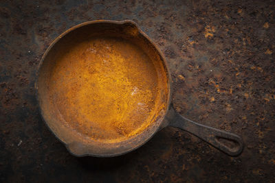 High angle view of bread in container