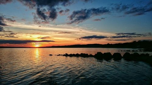 Scenic view of sea at sunset