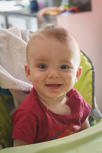 Portrait of cute baby girl at home