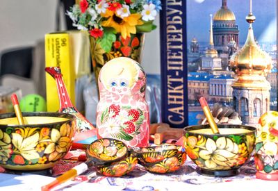 Close-up of various food on table