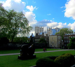 View of buildings against cloudy sky