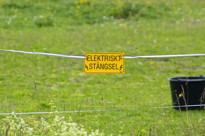 Information sign on field