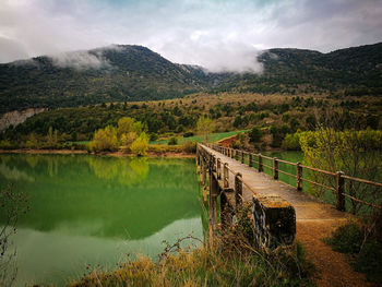 Scenic view of lake against sky