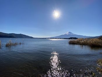 Scenic view of lake against clear sky