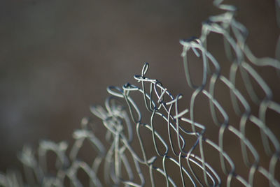 A close up view of top of a wired fence, abstract details