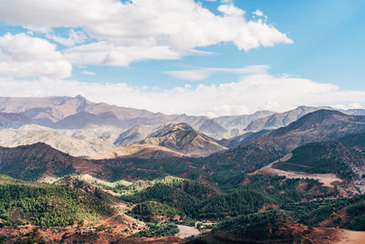 Scenic view of mountain range against sky