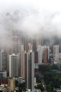 Skyscrapers covered with fog