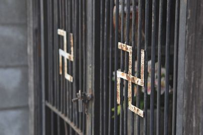 Close-up of text on wall