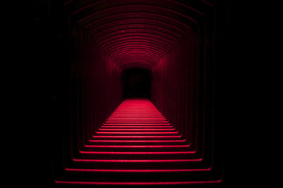 Red illuminated tunnel