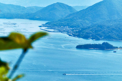 Scenic view of sea and mountains