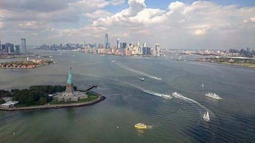 Aerial view of city at waterfront