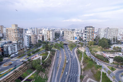 High angle view of cityscape against sky