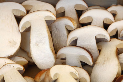 Close-up of fresh mushrooms at market stall