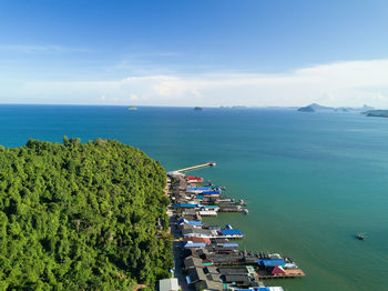 High angle view of sea against sky