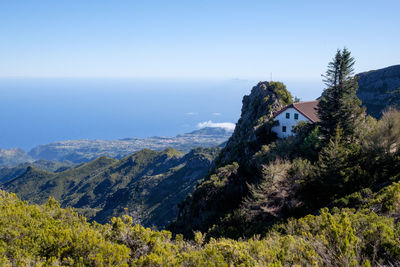 Scenic view of sea and buildings against sky