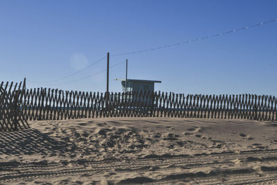 Scenic view of beach against clear sky