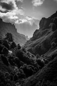 Scenic view of mountains against sky