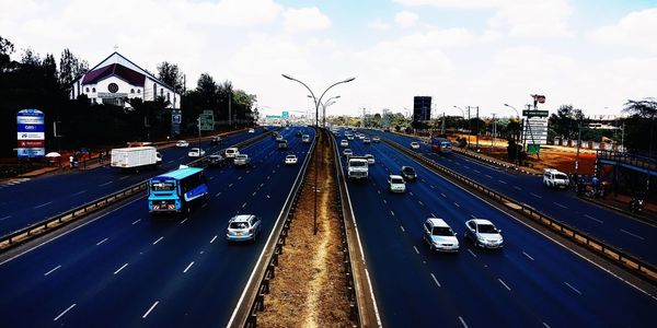 High angle view of traffic on road