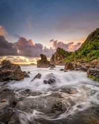 Scenic view of sea against sky during sunset