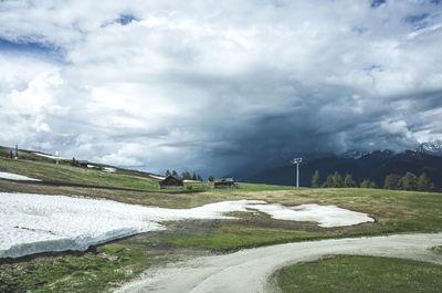 Scenic view of landscape against cloudy sky