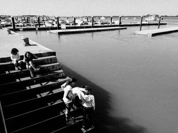 People on boat in water