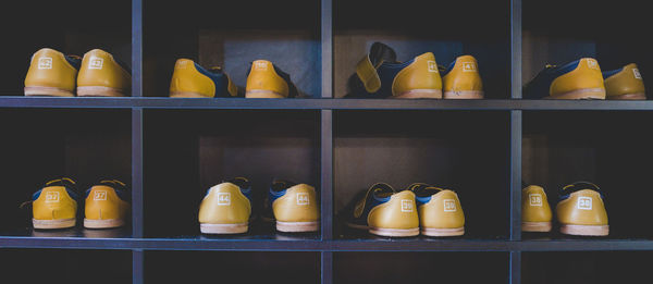 Shoes in shelves in store